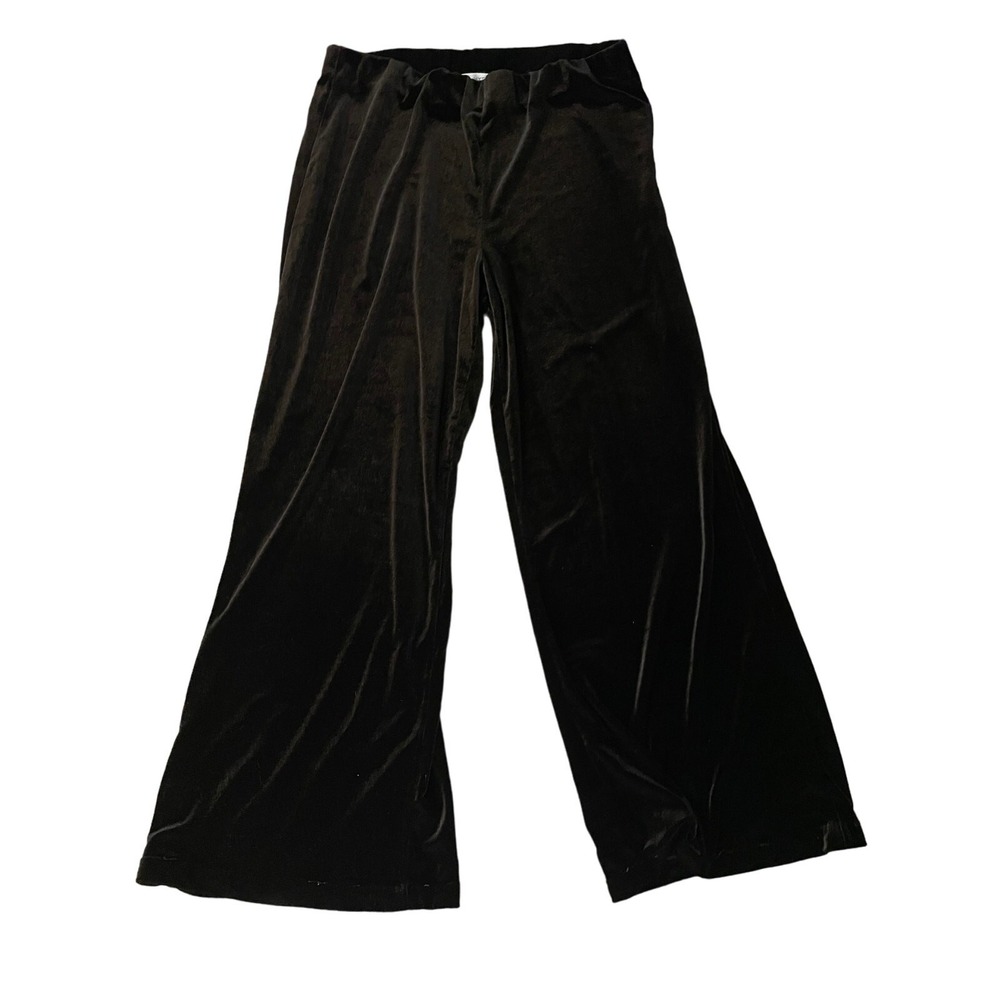 Vintage Peter Nygard Women's Small Black Velour Wide-Leg Pants
